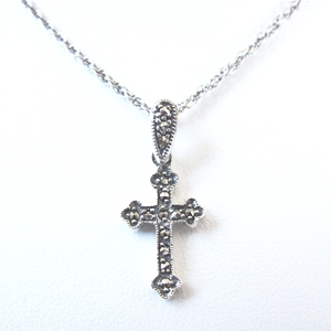 Tiny Marcasite Cross in Sterling Silver